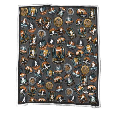 Bigfoot Patch Sherpa Blanket 50" X 60" Plush Sasquatch Camping Adult Kids Throw Couch