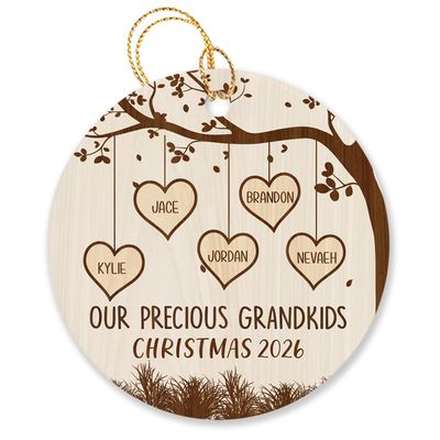 Personalized Our Precious Five Grandkids Ornament Christmas Tree, Customized 5 Grandkids Ornament Gift for Grandpa Grandma Uncle Aunt with Grandkids Names, Grandchildren Ornament 2026 Xmas Decoration