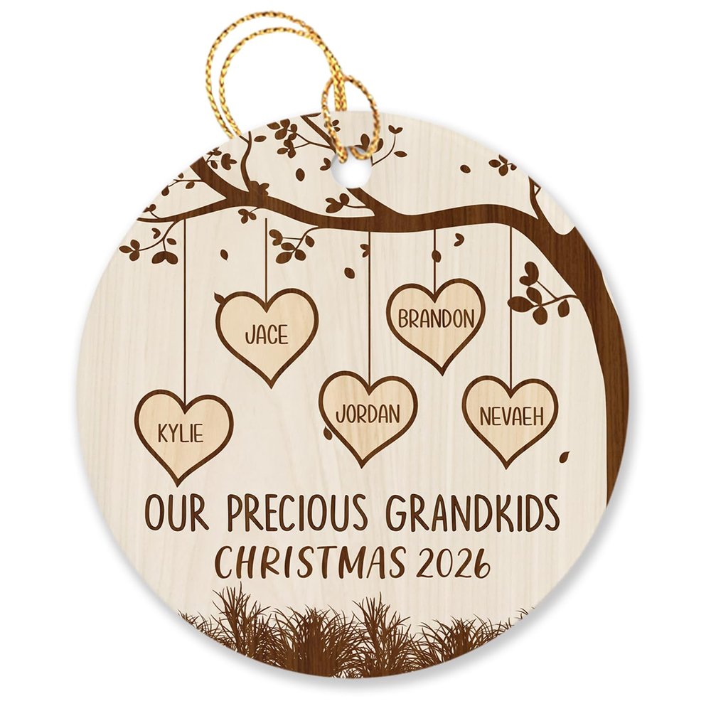 Personalized Our Precious Five Grandkids Ornament Christmas Tree, Customized 5 Grandkids Ornament Gift for Grandpa Grandma Uncle Aunt with Grandkids Names, Grandchildren Ornament 2026 Xmas Decoration