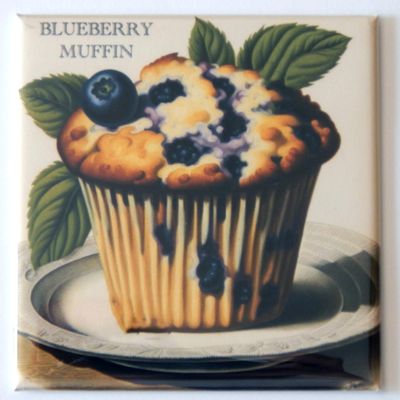 Blueberry Muffin Fridge Magnet (Style A) (2 x 2 inches)