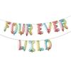FOUR EVER WILD Balloon Forever wild birthday Party 4 ever wild Party Decoration Fourth birthday decorations (FOUR EVER WILD Rainbow) view 1
