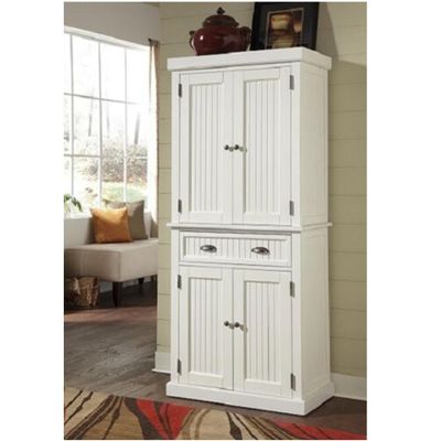 Saranya 18 Shop New White Antique Tall Storage Cabinet Closet Distressed Solid Wood Compartment Pantry Shelves Furniture Freestanding Cupboard Living Room Kitchen Home 30" L x 16" Wx 71.5" H of Set
