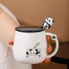 drius Cute black and white panda mug ceramic coffee cup with lid spoon large capacity couple water cup view 2