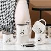 drius Cute black and white panda mug ceramic coffee cup with lid spoon large capacity couple water cup view 3