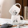 drius Cute black and white panda mug ceramic coffee cup with lid spoon large capacity couple water cup view 4
