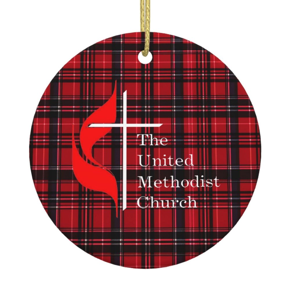 Charming Ceramic Christmas Tree United Methodist Church Home Hanging Ornaments 2.9in Elevate Home Decor Indoors Outdoors