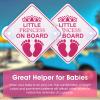 Amabro Little Princess on Board Warning Signs, 2pcs 5" x 5" Safety Car Bumper Sticker With Double Suction Cups, Reusable Baby in Car Decal, Pink view 3