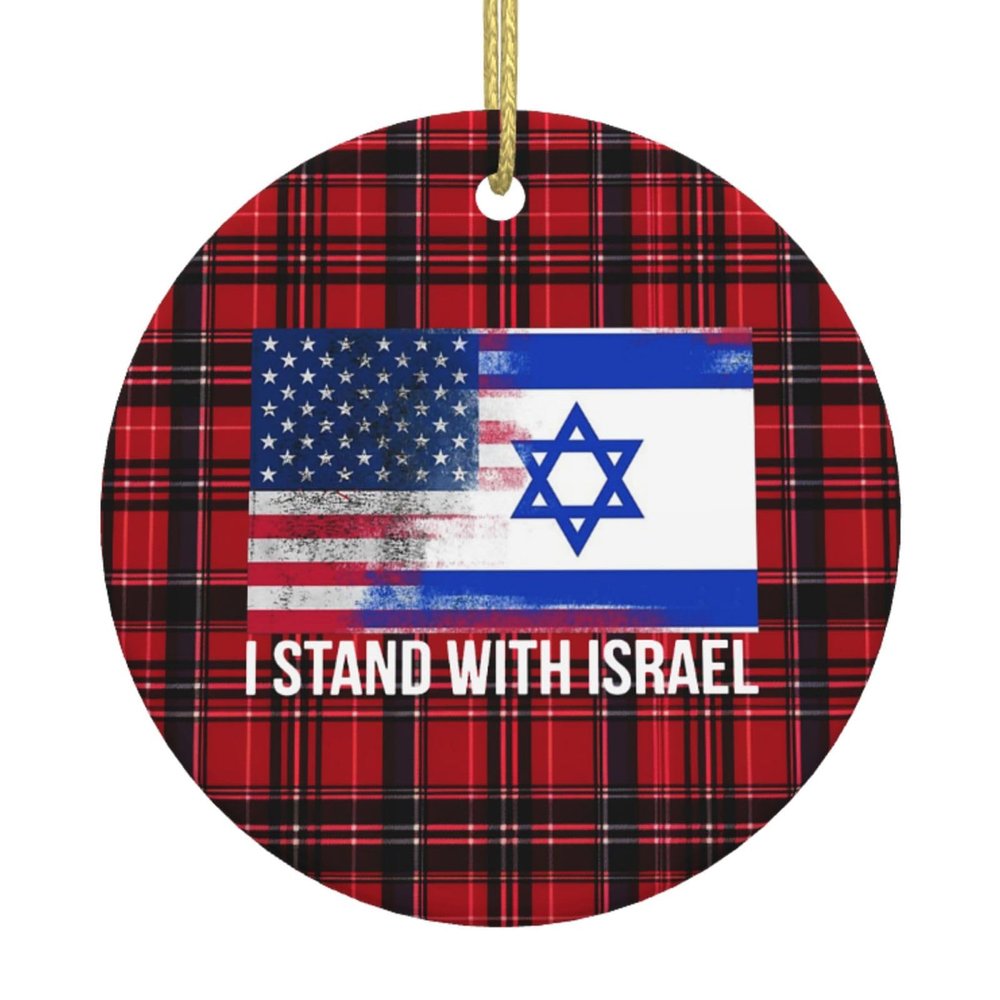Charming Ceramic Christmas Tree I Stand with Israel USA American Flag Israel Flag Hanging Ornaments 2.9in Elevate Home Decor Indoors Outdoors