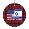 Charming Ceramic Christmas Tree I Stand with Israel USA American Flag Israel Flag Hanging Ornaments 2.9in Elevate Home Decor Indoors Outdoors view 1