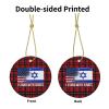 Charming Ceramic Christmas Tree I Stand with Israel USA American Flag Israel Flag Hanging Ornaments 2.9in Elevate Home Decor Indoors Outdoors view 3