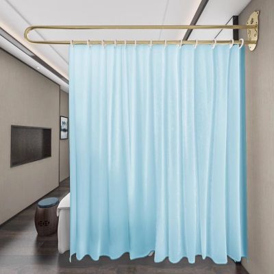 ZAQYCM 80/90 Inch Room Divider Rod and Curtain, Wall Partition Room Separator for Privacy Screen/Classroom/Laundrey Room/Home Office/Beauty Salon (Color : Blue Curtain, Size : 2m/6.5ft Rod)