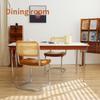 MFFM Rattan Dining Chairs Set of 2, Faux Leather Dining Room Chair with Solid Back and Chrome Legs, Modern Mid Century Designed Chairs for Dining,Living Room,Kitchen Chairs (Leather Brown) view 3