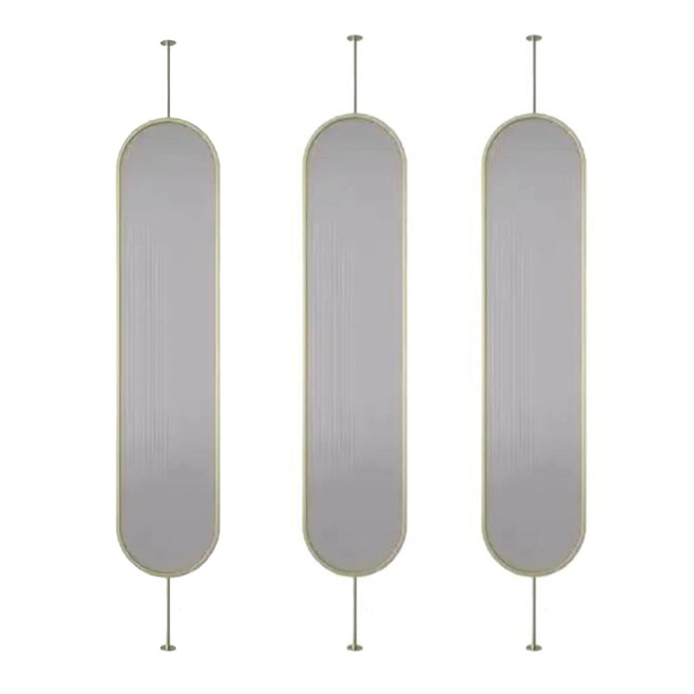 Iron Screen Partition, Freestanding Room Partition Wall Dividers with Clear Glass for Apartment Studio Living Room Commercial Entrance, Privacy Decoration Separators ( Color : 3panel , Size : 170x40cm