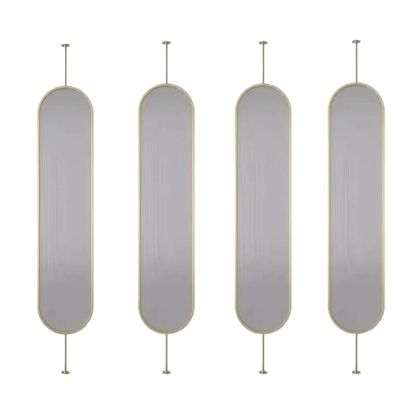 Iron Screen Partition, Freestanding Room Partition Wall Dividers with Clear Glass for Apartment Studio Living Room Commercial Entrance, Privacy Decoration Separators ( Color : 4panel , Size : 150x35cm
