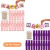 Clothes Pins Mini Clothespins Pink Purple 100 PCS Wooden Small Clothespins for Pictures with Jute Twine Tiny Photo Paper Clip, Ideal for Baby Shower, Crafts, Chip Clips, Home Office Decoration view 1
