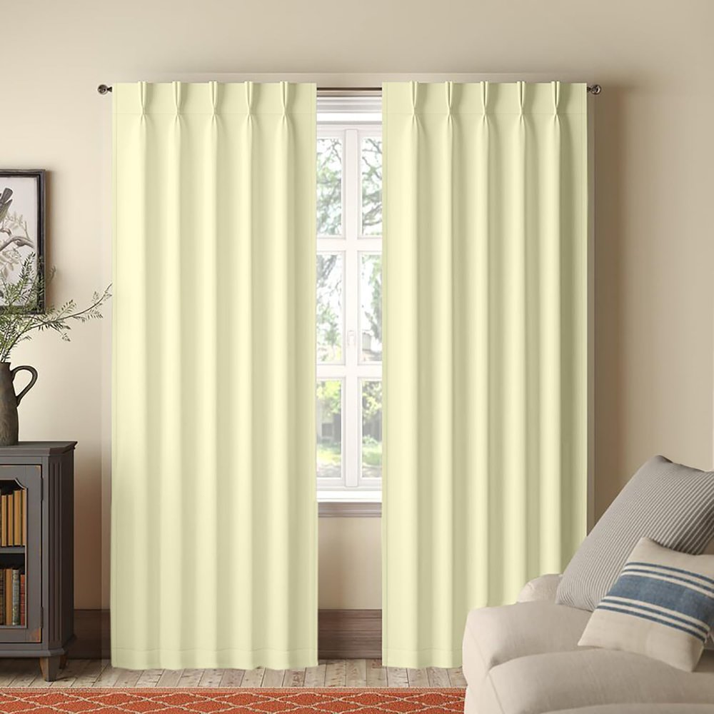Homi Drapes Double Pinch Pleated Blackout Curtains Thermal Insulated Room Darkening Drapes for Bedroom/Livingroom Along with 2 Panels Combined W(36"+36"),Tiebacks,Hooks(Cream, 72"x54")