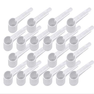 8.5 mL Plastic Measuring Packaging Scoop (= 8.5 cc/ = 1.7 teaspoon/ = 0.6 Tablespoon/ = 0.3 fl oz), Medium Handle - to Measure and Dispense Spices, Granules, Powders, for Seeds Packing (20)