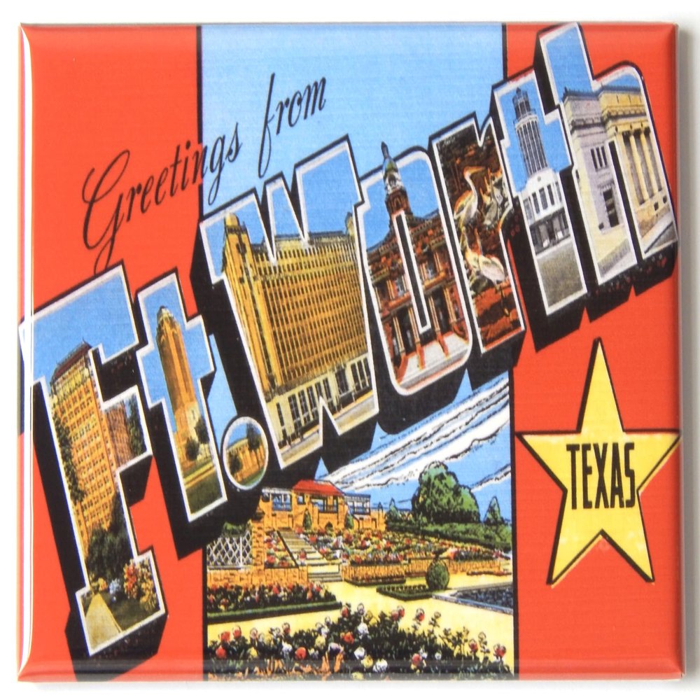 Greetings from Fort Worth Texas Fridge Magnet (Style B) (2.5 x 3.5 inches)