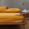 Cotton Bed Sheet Soft Comfortable Mattress Protector Cover Plaid 140x200 160x200 180x200 19 Sizes,Yellow,140x200x25cm view 2