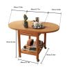 living room table 2-Tier Mobile Solid Wood Coffee Table Side Table End Table with Rolling Wheels, Foldable Dinning Table Center Table with Storage Shelf and Drawer for Living Room, Dining Room, Bedroo view 3