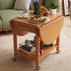 living room table 2-Tier Mobile Solid Wood Coffee Table Side Table End Table with Rolling Wheels, Foldable Dinning Table Center Table with Storage Shelf and Drawer for Living Room, Dining Room, Bedroo view 4