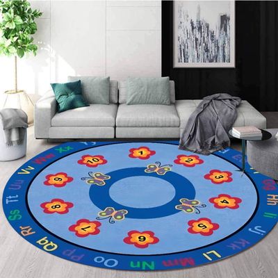 Kids Playroom Rug, 3ft, Ruond Cartoon Flower Butterfly RugColorful Letters ABC RugPreschool Nursery Classroom Rugfor Children's Room Carpet, Indoor Non-Slip Washable Rugs