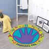 Round Kids Rug, 5ft, Nursery Handprint RugColorful Letters ABC RugPreschool Classroom Rugfor Children's Room Carpet, Indoor Non-Slip Washable Rugs view 2