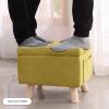 Junpllvic Large Storage Footstool Pouffes Chair with Lids with Stable 4 Wooden Legs Change Shoes Stool for Bedroom Living Room Entryway Study Hallway (Linen, 60x30x34cm) (Color : Brown) view 2