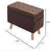 Junpllvic Large Storage Footstool Pouffes Chair with Lids with Stable 4 Wooden Legs Change Shoes Stool for Bedroom Living Room Entryway Study Hallway (Linen, 60x30x34cm) (Color : Brown) view 3