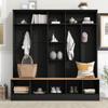 Hlcodca Wide Design Hall Tree with Storage Bench, Minimalist Shoe Cabinet with Cube Storage & Shelves, Multifunctional Coat Rack with 8 Hooks for Entryways Hallway Mudroom (Black-001) view 2