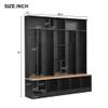 Hlcodca Wide Design Hall Tree with Storage Bench, Minimalist Shoe Cabinet with Cube Storage & Shelves, Multifunctional Coat Rack with 8 Hooks for Entryways Hallway Mudroom (Black-001) view 3
