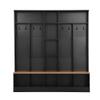 Hlcodca Wide Design Hall Tree with Storage Bench, Minimalist Shoe Cabinet with Cube Storage & Shelves, Multifunctional Coat Rack with 8 Hooks for Entryways Hallway Mudroom (Black-001) view 4
