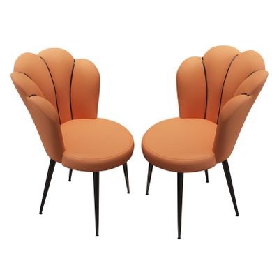 Kitchen Dining Room Chairs Orange Dining Chair Set of 2 - Kitchen Counter Chairs Living Room Side Chairs with Upholstered and Metal Legs Max.200kg
