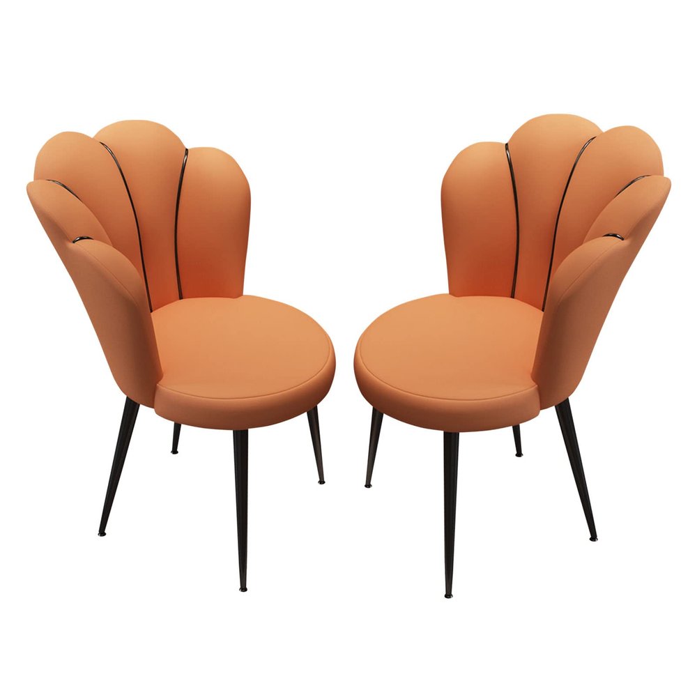 Kitchen Dining Room Chairs Orange Dining Chair Set of 2 - Kitchen Counter Chairs Living Room Side Chairs with Upholstered and Metal Legs Max.200kg