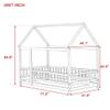 Bellemave Twin Size House Floor Bed,Wooden Montessori Bed with Fence and Roof for Kids,Twin Bed Frame for Boys,Girls(Twin,White) view 2