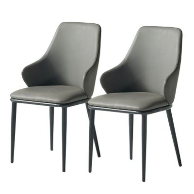 Kitchen Dining Room Chairs Dining Chairs Set of 2 Kitchen Chair Lounge Leisure Living Room Corner Chair Upholstered Leather Chairs with Black Metal Legs Max.200kg