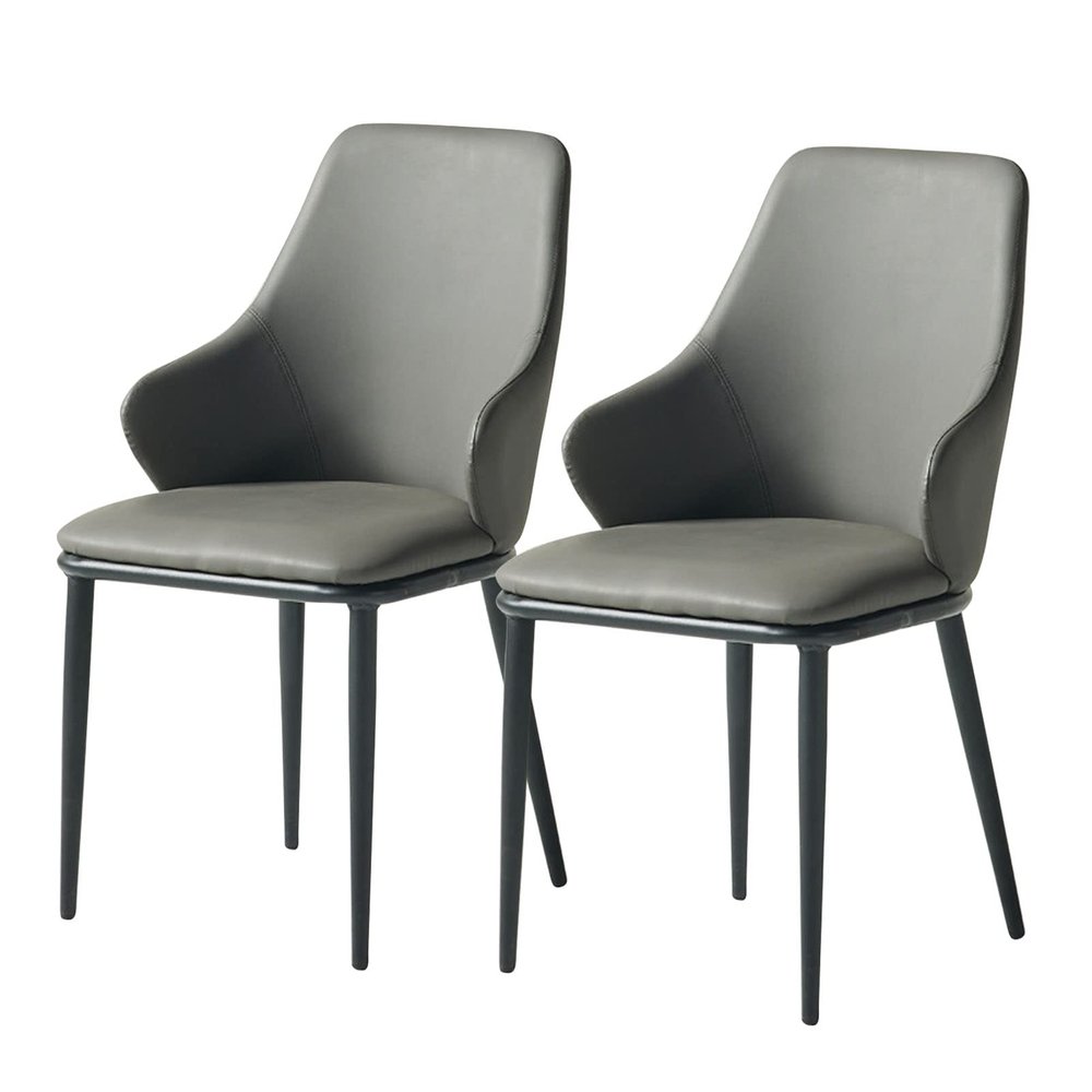 Kitchen Dining Room Chairs Dining Chairs Set of 2 Kitchen Chair Lounge Leisure Living Room Corner Chair Upholstered Leather Chairs with Black Metal Legs Max.200kg