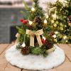 DegGod Plush Christmas Tree Skirts, 24 inches Luxury Snowy White Faux Fur Small Xmas Tree Base Cover Mat with Gold Snowflakes for Xmas New Year Home Party Decorations view 1