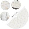 DegGod Plush Christmas Tree Skirts, 24 inches Luxury Snowy White Faux Fur Small Xmas Tree Base Cover Mat with Gold Snowflakes for Xmas New Year Home Party Decorations view 3