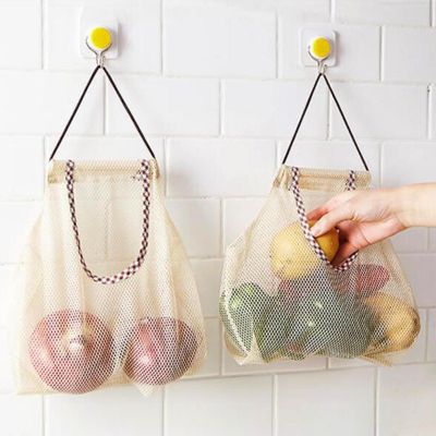 Miskyn Storage mesh Bag Kitchen Ginger and Garlic Multi-Purpose Hanging Bag Wall Hanging Decoration Hollow Fruit and Vegetable organizing folders