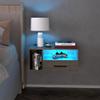 Homaterial Floating Nightstand with Charging Station and LED Lights, Floating Bedside Table with Drawers Wall Mounted Nightstands,for Bedroom Room, 21.3" x 11.8" x 10",Grayish Brown view 3
