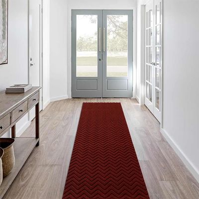 LITA Customized Size Hallway Runner Rug with Rubber Backing, Backed Non-Slip Waterproof, Washable Outdoor Indoor Carpet for Floor, Entryway, Kitchen, Laundry, Balcony, Garage, Red Triangle, 4' x 82'
