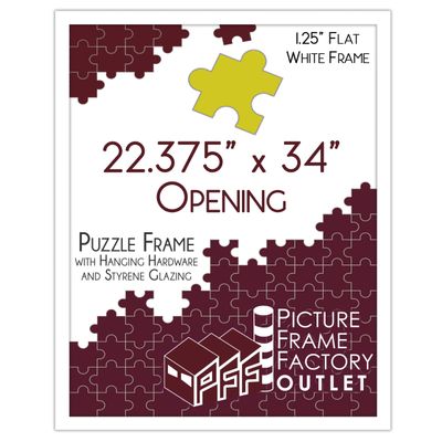 PictureFrameFactoryOutlet PFF 22.375x34 Inch - Premium 1.25" White Profile - Picture Frame for Artwork, Puzzles, Photos, Certificates