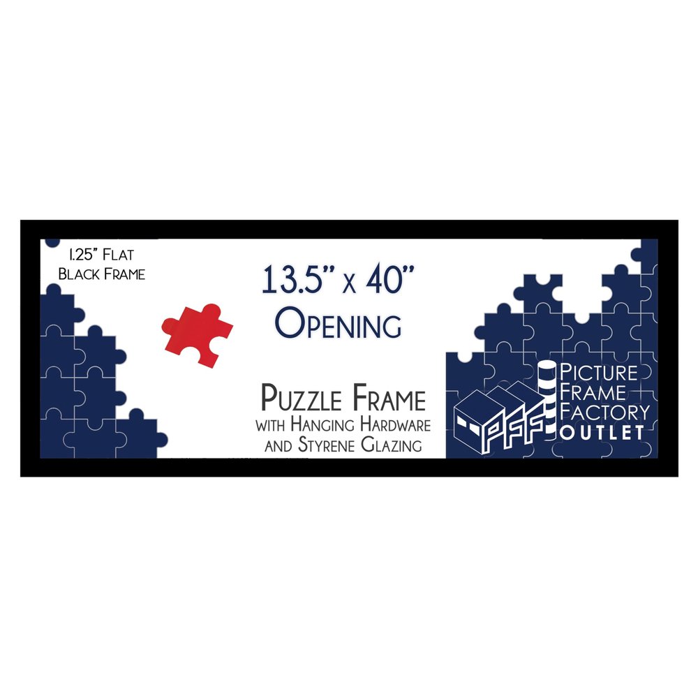 PFF PictureFrameFactoryOutlet - 13.5x40 Inch - Premium 1.25" Black Profile - Picture Frame for Artwork, Puzzles, Photos, Certificates