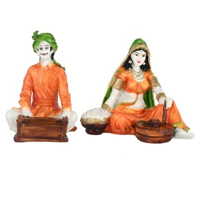 Dynamics Dcor Handmade Rajasthani Men & Women Statue for Home, Living Room and Bedroom Dcor Lovable Designer Decorative/Traditional - 1W