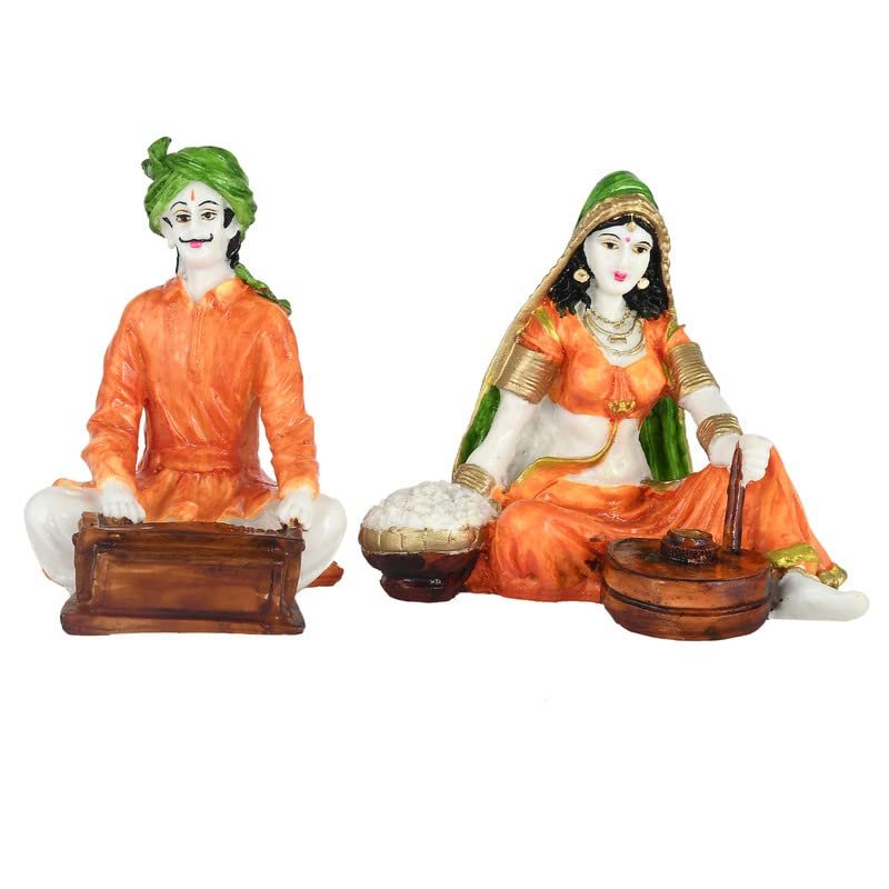 Dynamics Dcor Handmade Rajasthani Men & Women Statue for Home, Living Room and Bedroom Dcor Lovable Designer Decorative/Traditional - 1W