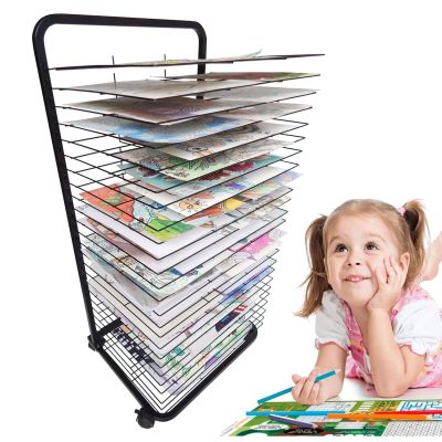 Art Drying Rack, Flexible Shelves, Mobile, Solid Metal, Power Coated Design, Classroom Art Studio Home Painting Drying Rack for Kids (Size : 35-Layer)