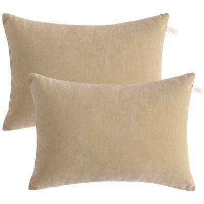 BEDSUM 2 Pack Pillows, 13"x18" Microfiber Pillows for Travel, Pets, Soft and Machine Washable Small Pillow for Neck, Wrist, and Knee Comfort, Taupe