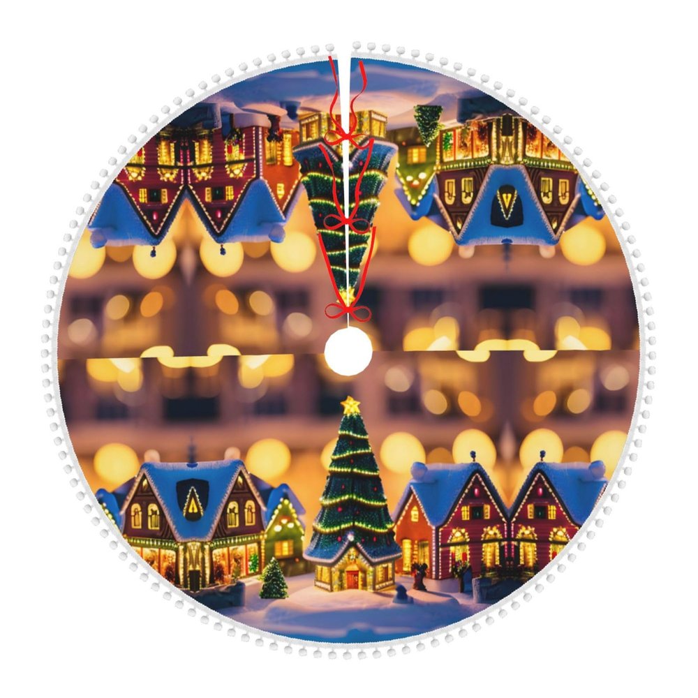 Christmas Tree Skirt - Vibrant & Durable, Protects Floors - Ideal for Christmas, Halloween, and Cosplay Christmas Village