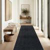 Runner Rug Carpet Runners, Indoor/Outdoor Hallway Custom Sizes Kitchen Entryway Bedroom Area Rugs with Natural Non-Slip Waterproof Rubber Backing, Garage Mat, Gray Triangle, 2' x 26' view 1